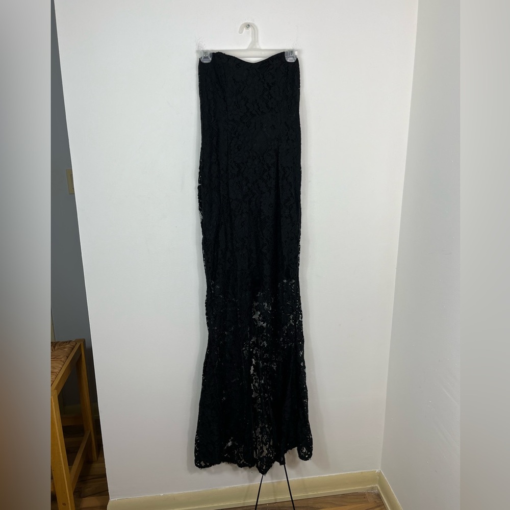 Le Chateau Black Lace Strapless Prom Dress‎ Sz M